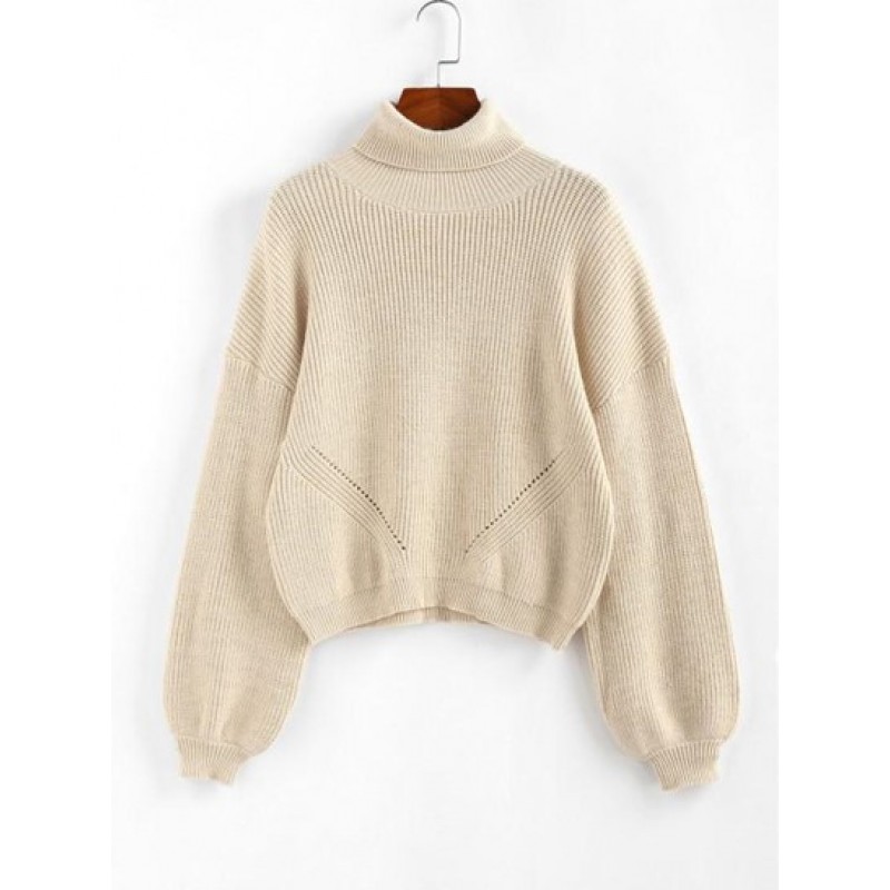 Lantern Sleeve Turtleneck Sweater