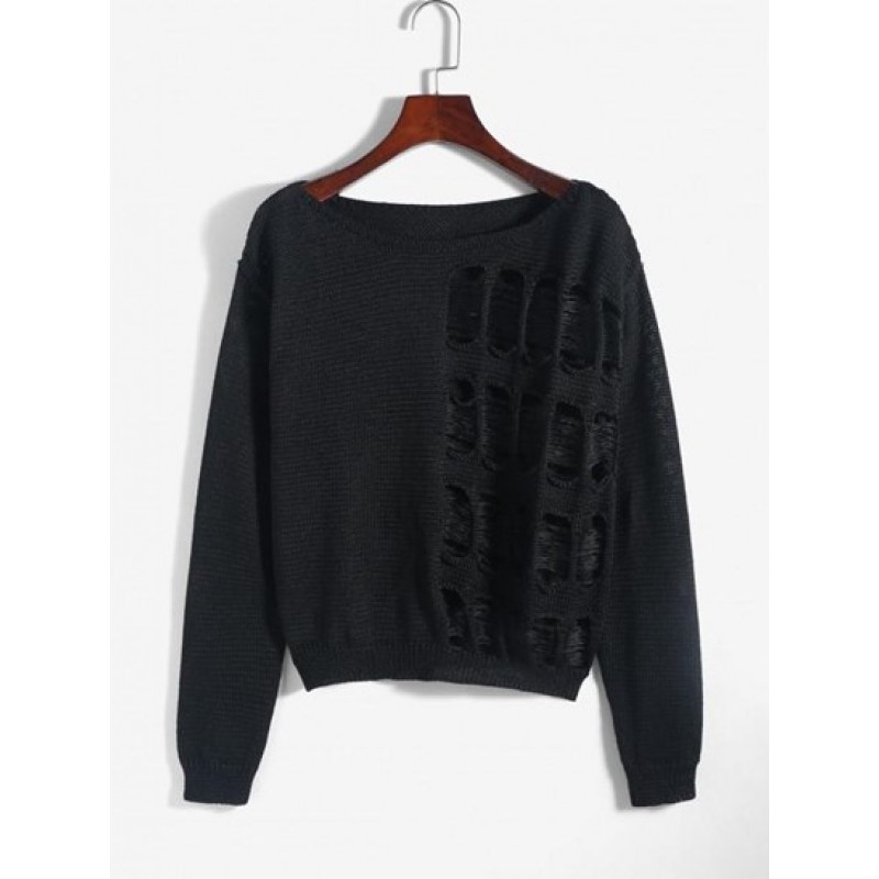 Cutout Ripped Sweater